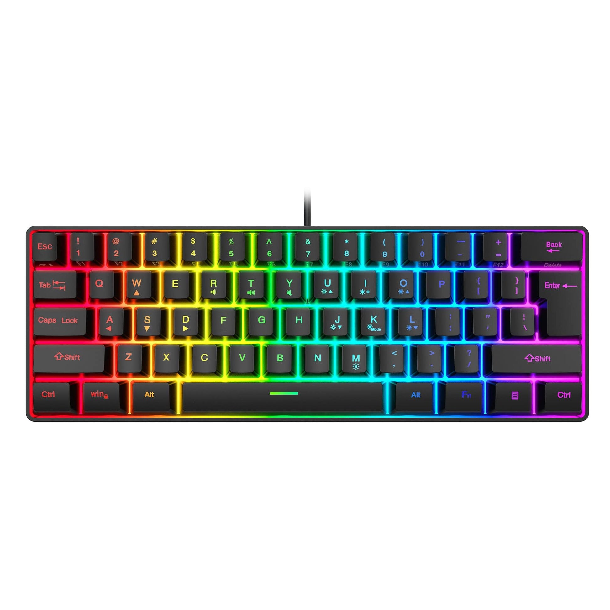 Snpurdiri 60% Wired Gaming Keyboard  RGB Backlit Ultra-Compact Mini Keyboard  Waterproof Small Compact 61 Keys Keyboard for PC/Mac Gamer  Typist  Tpartyl  Easy to Carry on Business Trip(Black)