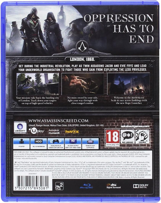 Ubisoft Assassin's Creed Syndicate PS4 Game - Model 300076822
