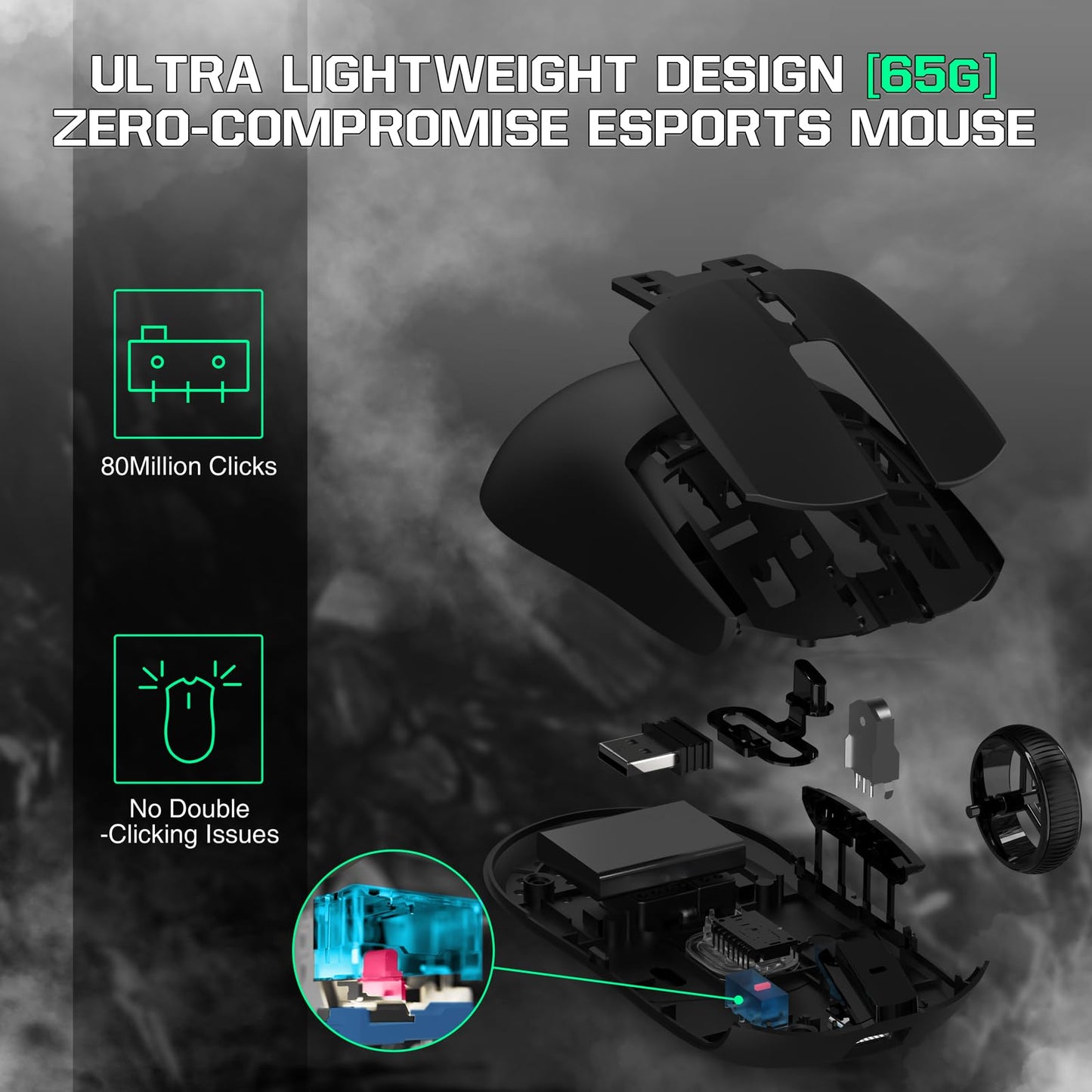 ATTACK SHARK AJ139 G Pro Gaming Mouse - 4K Polling, 26,000 DPI, 6 Programmable Buttons, USB-C, Ergonomic Design, Black