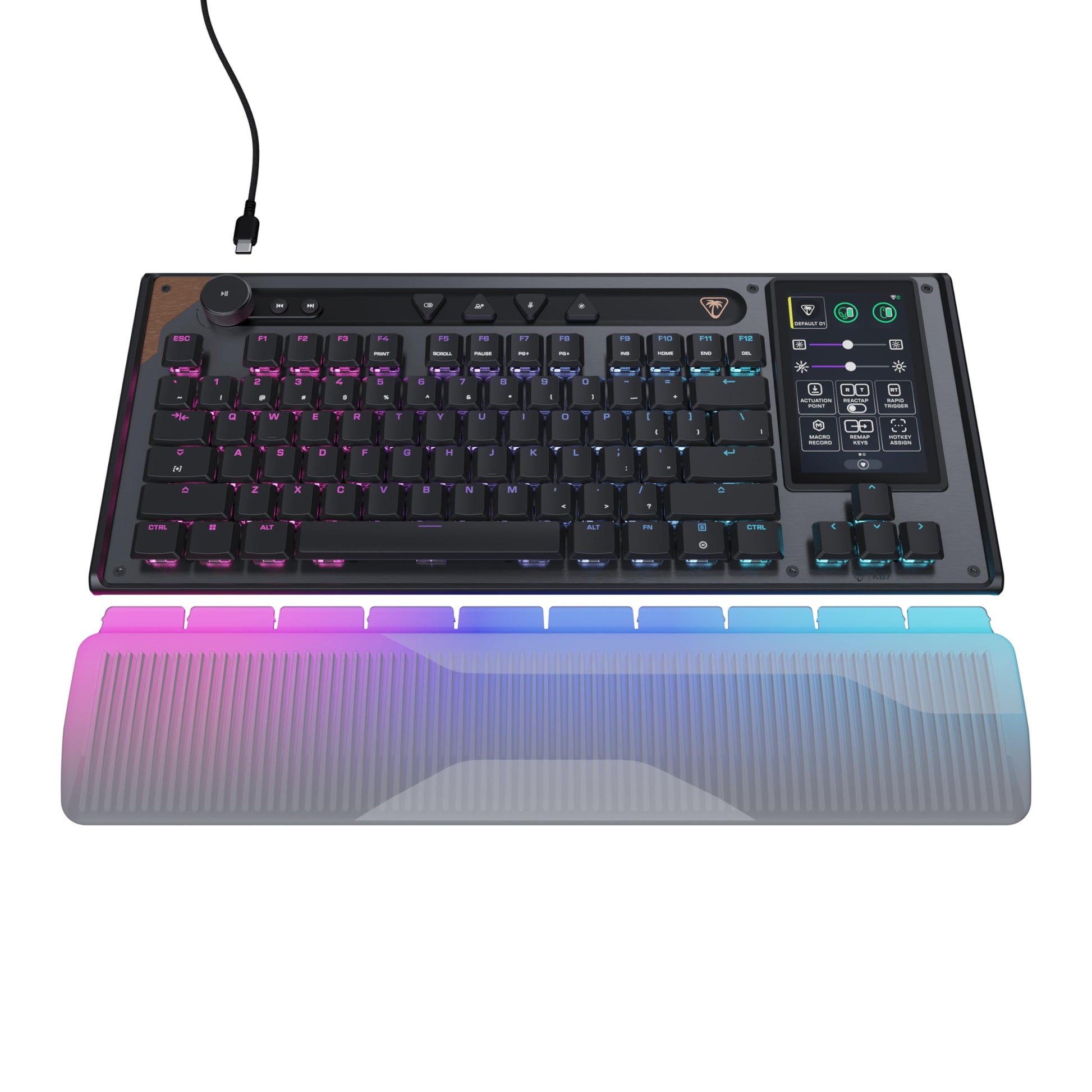Turtle Beach Command Series KB7 TKL Wired Gaming Keyboard  4.3  Touchscreen Command Display  Titan Low-Profile Hall Effect Switches  Double Shot PBT Keycaps  True 8K Polling  PerKey RGB Lighting