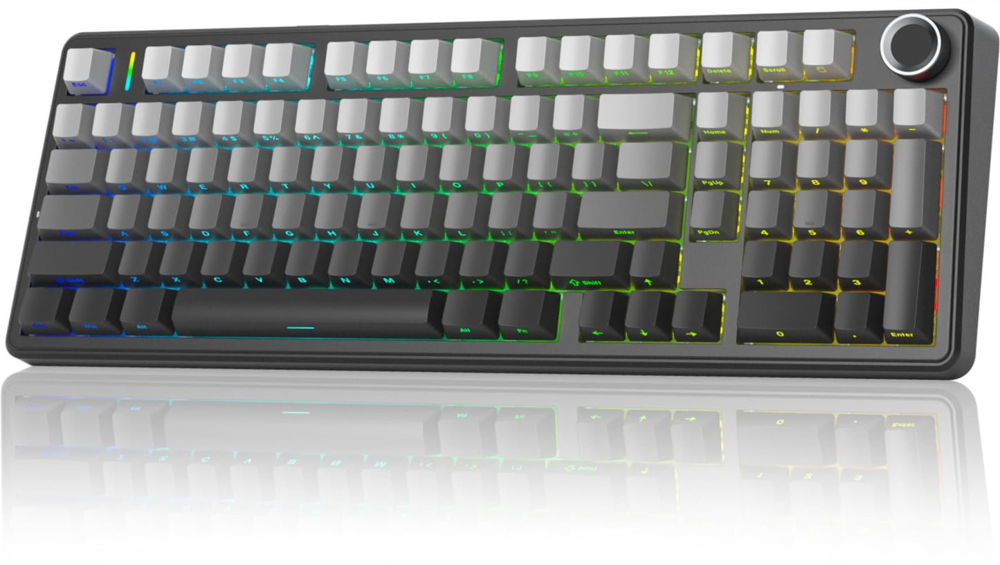 LEOBOG F99 Pro Wireless Mechanical Keyboard - Tri-Mode BT5.0/USB-C/2.4GHz, Hot Swappable, RGB Backlit, Gradient Black, LEOBO