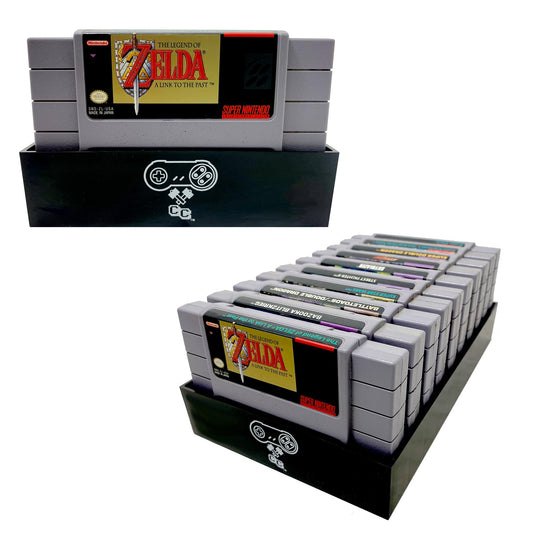 Collector Craft  White  SNES Compatible Cartridge Holder  Holds 10 Games  Clutter Reducing  Retro Video Game Collection  Works with Super Nintendo Entertainment System NTSC and PAL Cartridges