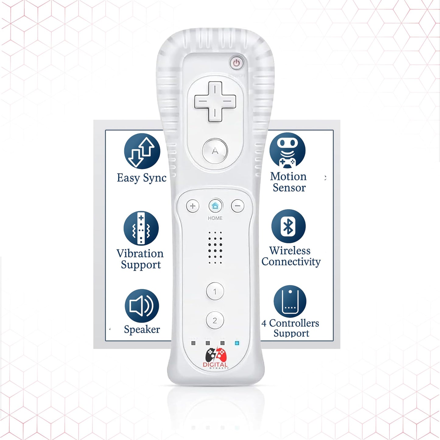 Digital Dynasty Wii Controller 2 Pack with Nunchucks - Compatible with Nintendo Wii & Wii U - White