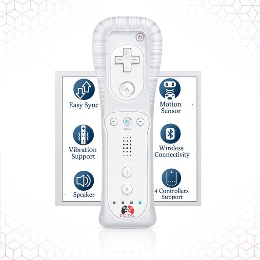 Digital Dynasty Wii Controller 2 Pack with Nunchucks - Compatible with Nintendo Wii & Wii U - White