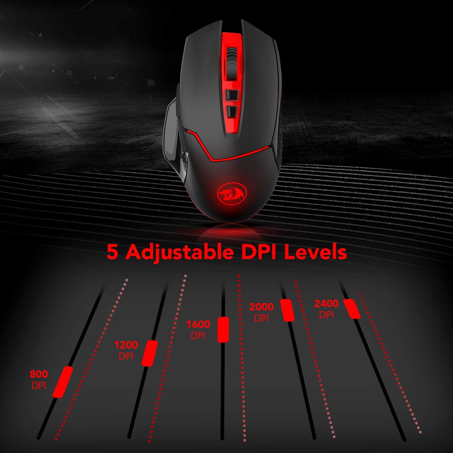 Redragon M690-1 Wireless Gaming Mouse, 2400 DPI, Ergonomic Design, 8 Buttons, Black