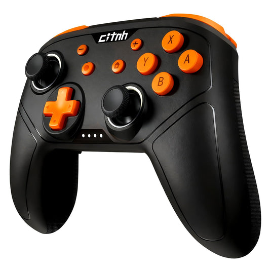 linhugame Wireless Controller For Switch Compatible with switch 2/switch/lite/OLED/steam/PC  Hall Effect joysticks 6-Axis Gyro Turbo 1000mAh Battery  Programmable Back Buttons (orange and black)