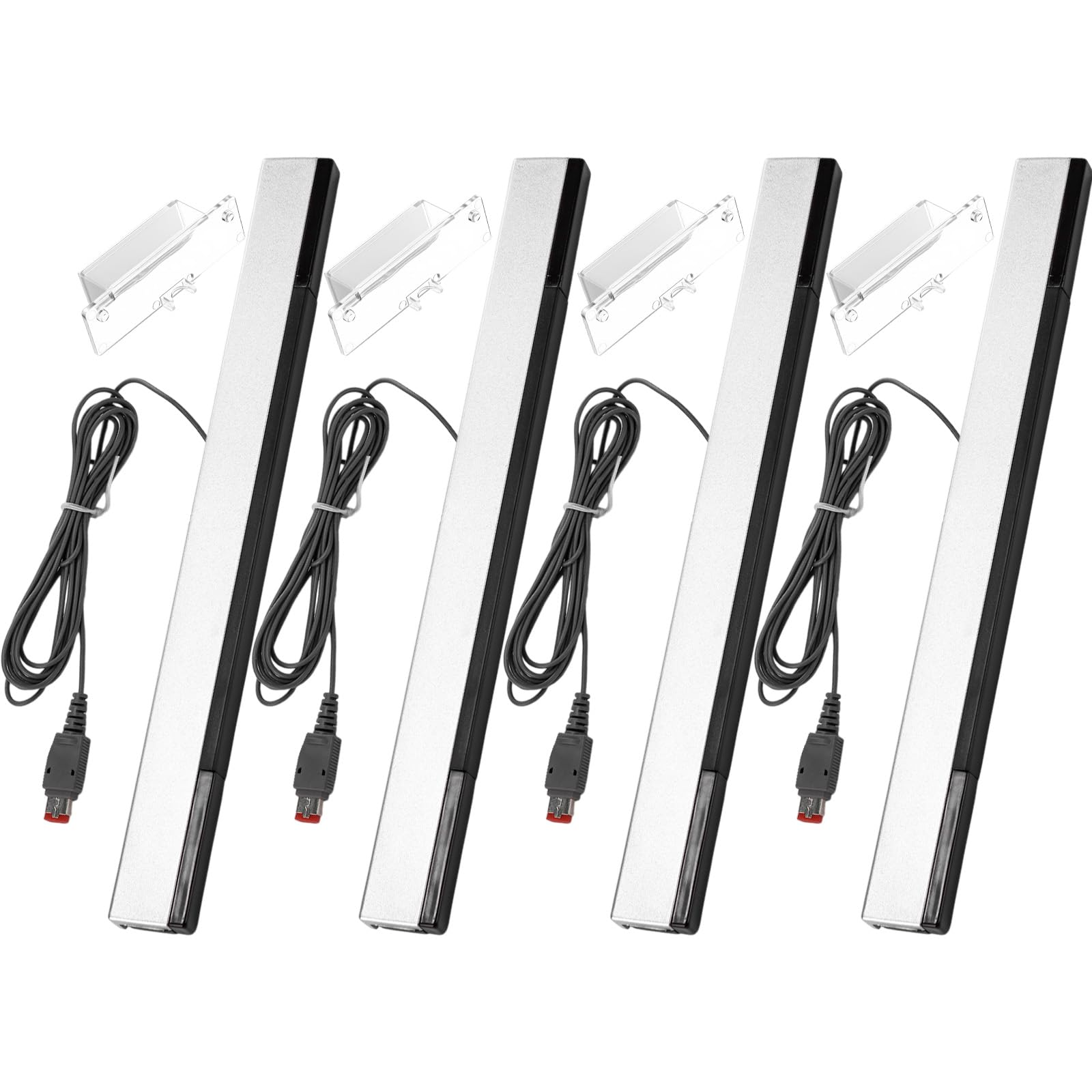 Copkim 4 Pcs Sensor Bar Compatible with Wii 6.6 ft Replacement Wired Infrared Ray Motion Sensor Bar Compatible with Nintendo Wii/U Console  Includes Clear Stands