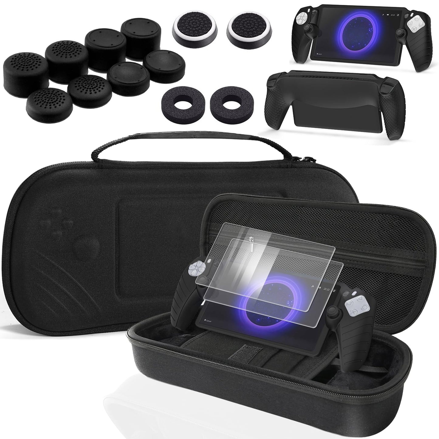 Abligogo 16 in 1 accessories for Playstation Portal - PS Portal Case  Silicone Protection Cover  2 Tempered Glass Screen Protectors  10 Thumb Grip Caps and 2 Precision Ring Accessories for PS Portal