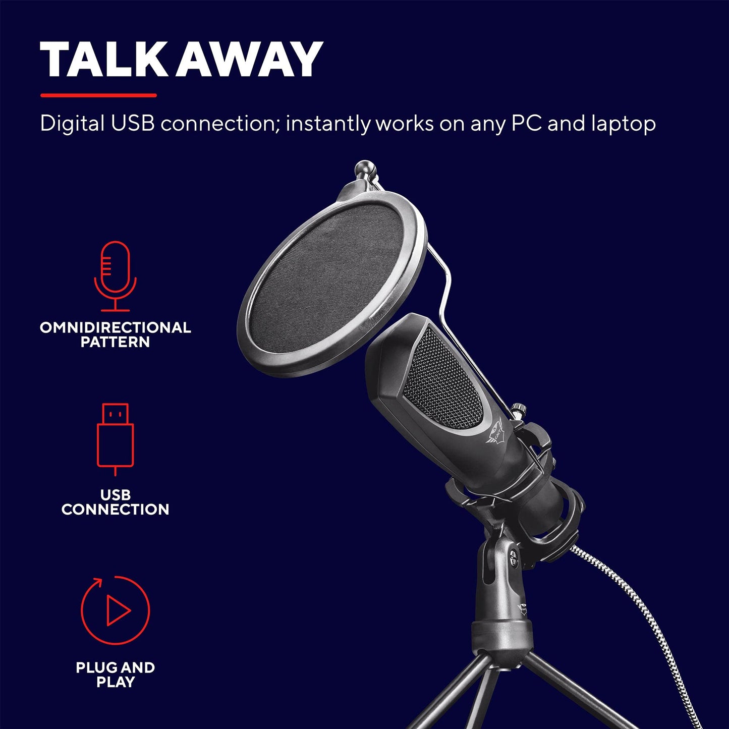 Trust Gaming Mantis Streaming Microphone GXT232 - Medium Size, Black Aztec Tribal Design