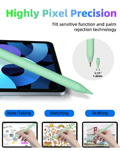Gnanlen iPad Pencil 2nd Gen - Magnetic Wireless Charging, Compatible with iPad Pro/Air/Mini, Green, Model Pencil-01