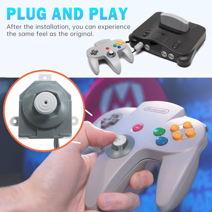 Intec Gaming N64 Replacement Hall Joystick - High Sensitivity, Plug & Play, Grey - Model G3643