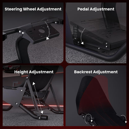 RACGTING Racing Simulator Cockpit for Logitech G PRO, G29/G920/G923, FANATEC DD1/DD2, Black, Model T250501A