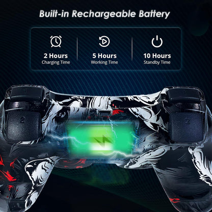 CHENGDAO Wireless PS3 Controller with Double Vibration Motion Control, 1 Pack, Wolf Color