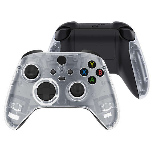 eXtremeRate Side Rails Grips Shell for Xbox Core Wireless Controller, Clear Replacement Part Front Housing Cover Handles Facepla