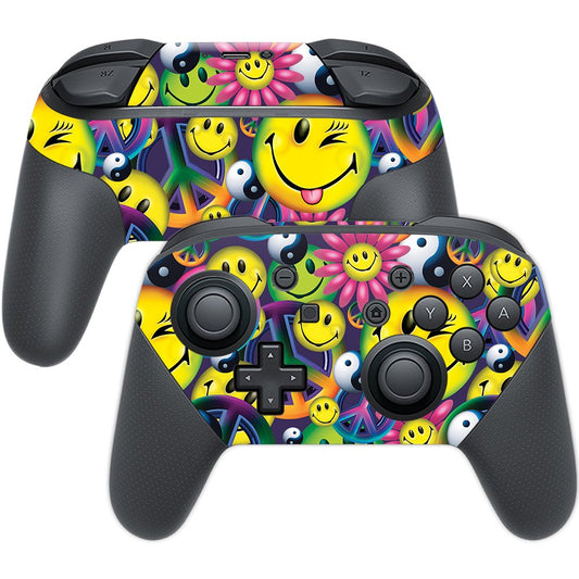 MightySkins Skin Compatible with Nintendo Switch Pro Controller - Peace Smile | Protective, Durable, and Unique Vinyl Decal wrap