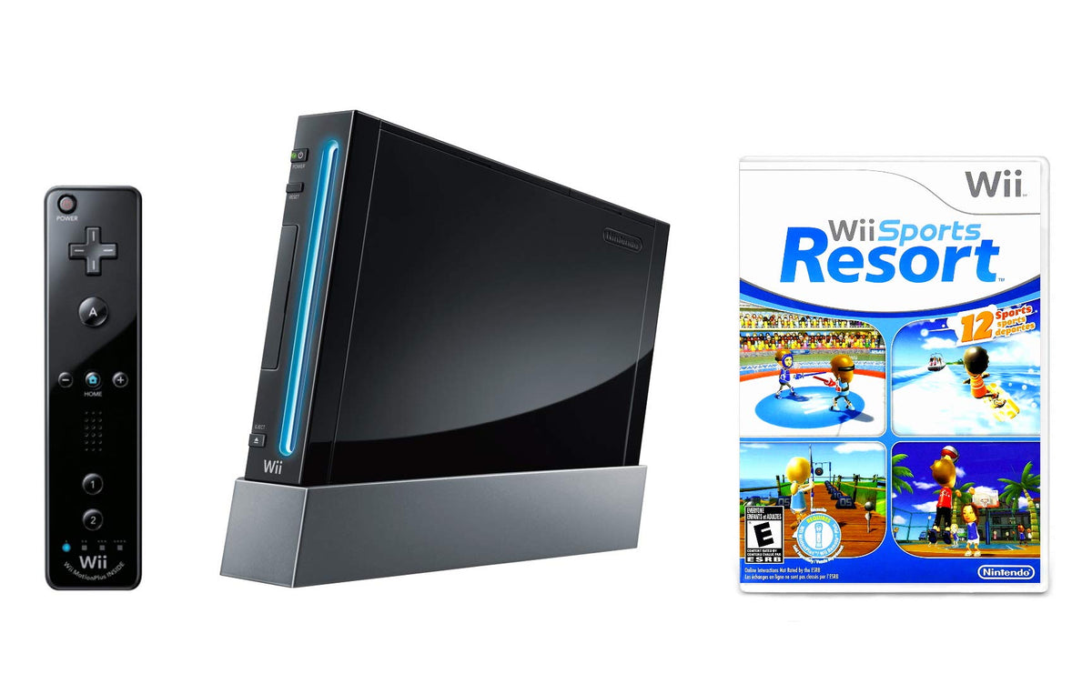 Nintendo Wii Console Black with Wii Sports Resort (refurbished)