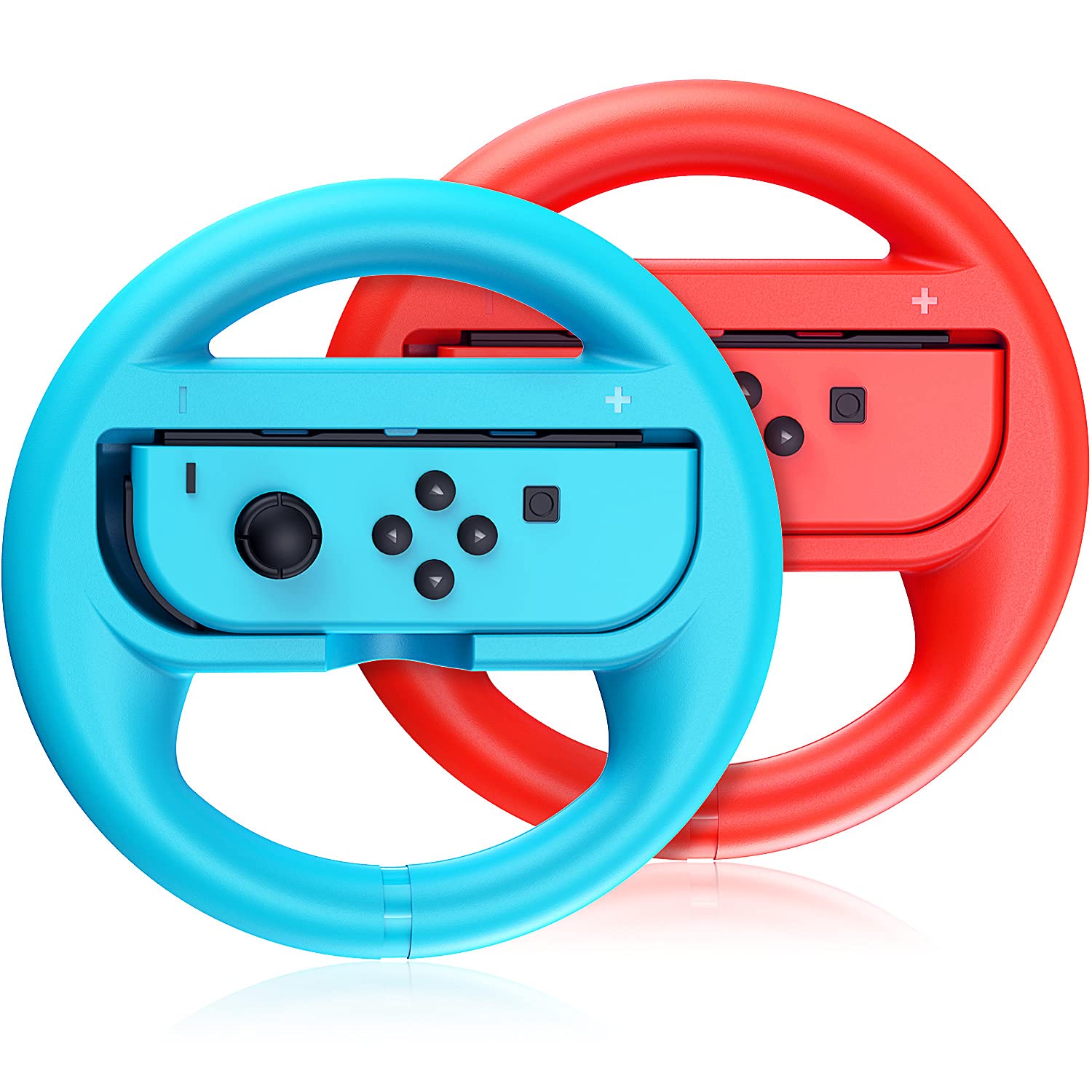 VOYEE Steering Wheel Compatible with Nintendo Switch Wheel  Family Use Accessories Compatible with Switch JoyCon Controllers  2 Pack (Blue and Red)