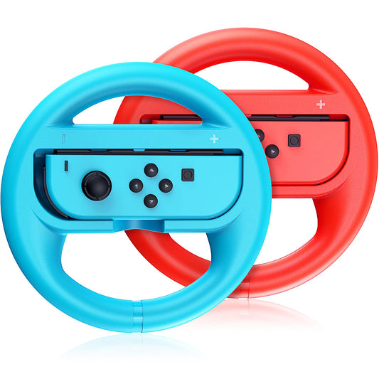 VOYEE Steering Wheel Compatible with Nintendo Switch Wheel  Family Use Accessories Compatible with Switch JoyCon Controllers  2 Pack (Blue and Red)