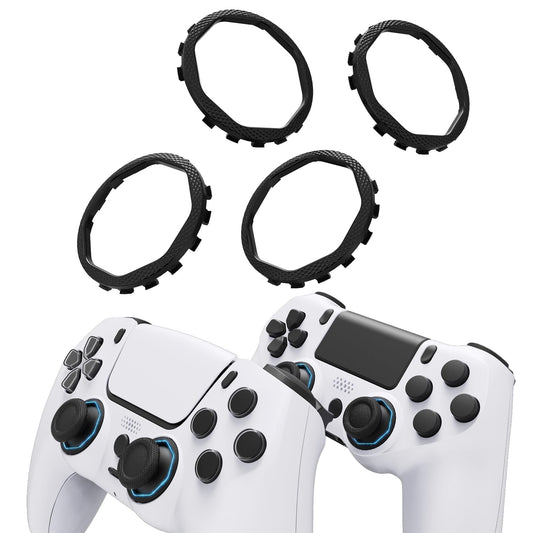 Redesigned Octagonal Gated Sticks Accent Rings for eXtremeRate Luna Shell for PS5 Controller  Replacement Accessory for eXtremeRate Ghost Shell for PS4 Controller - Not for Standard Faceplate - Black