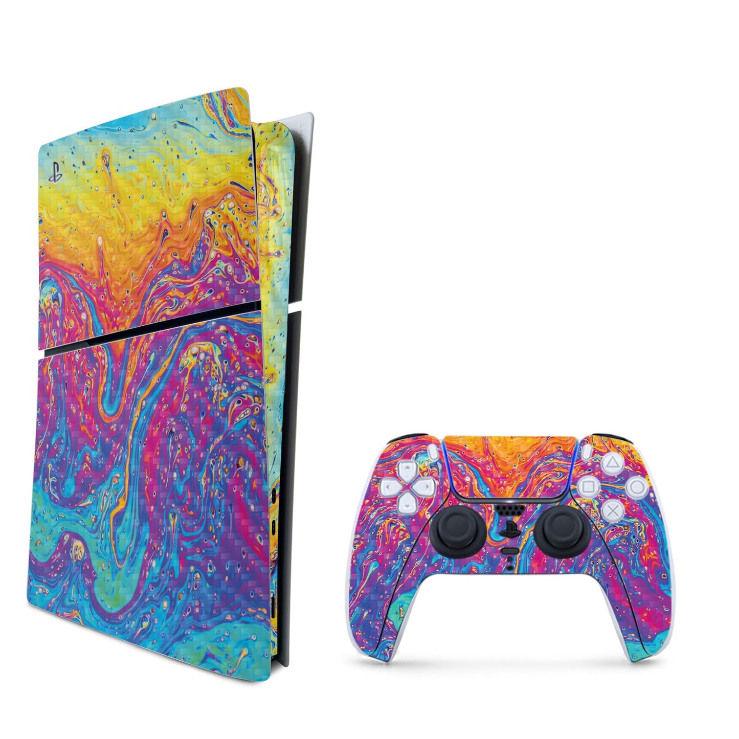 MightySkins Carbon Fiber Skin for PS5 Playstation 5 Slim Digital Edition Bundle - Paint Currents Protective Durable Textured Carbon Fiber Finish Easy to Apply Made in The USA