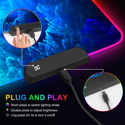 ARTSO RGB Gaming Mouse Pad XXL 35.4x15.7 inch, 14 Lighting Modes, Non-Slip Rubber Base, Fantasy Nebula Sky