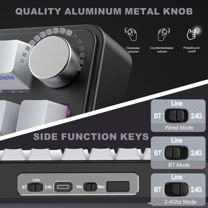 CC MALL M75 75% Mechanical Keyboard, Hot Swappable, RGB Backlit, PBT Keycaps, White and Black