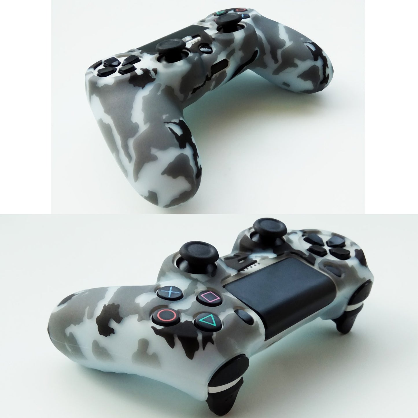 Hikfly Silicone Gel PS4 Controller Cover Skin Protector with 8 FPS Pro Thumb Grip Caps - Purple & Grey - PS4 Print Style