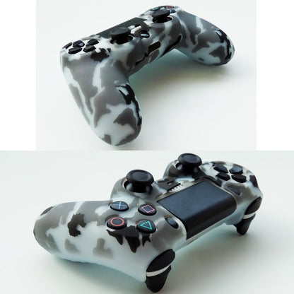 Hikfly Silicone Gel PS4 Controller Cover Skin Protector with 8 FPS Pro Thumb Grip Caps - Purple & Grey - PS4 Print Style