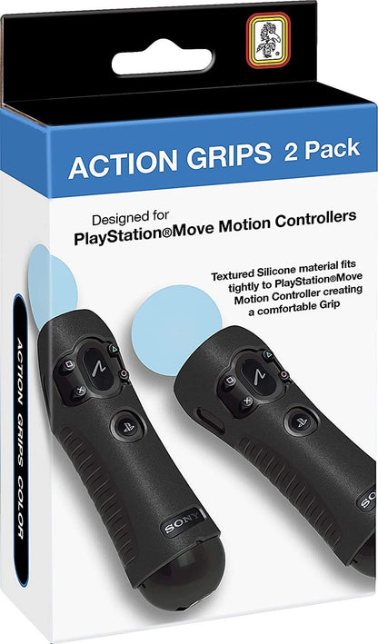 Game Traveler Officially Licensed PlayStation Move Action Grips - Textured Silicone, Black, Model M2