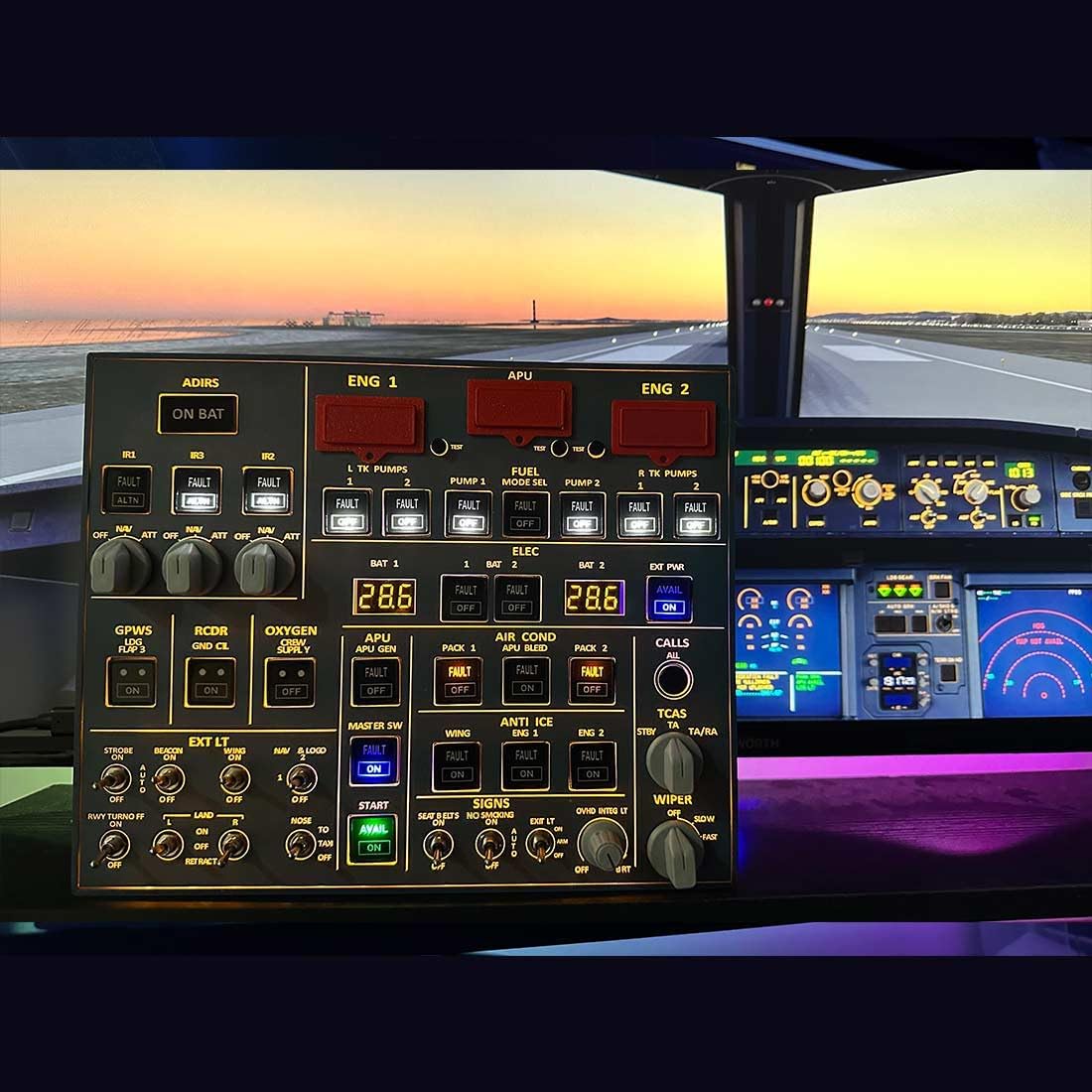 EnuoChbuild Flight Simulator 4-in-1 OVH Overhead Panel for MSFS 2020/2024 - Backlit Edition, Compatible with FENIX, FBW & ini