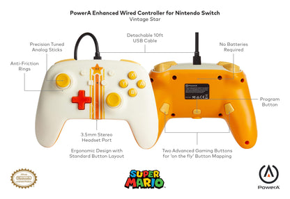 PowerA Enhanced Wired Controller for Nintendo Switch - Mario Vintage Star
