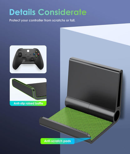 6amLifestyle Controller Holder Stand 4 Pack - Anti-Slip Pads for PS5, PS4, Xbox One, Switch - Black Wall Mount Accessories