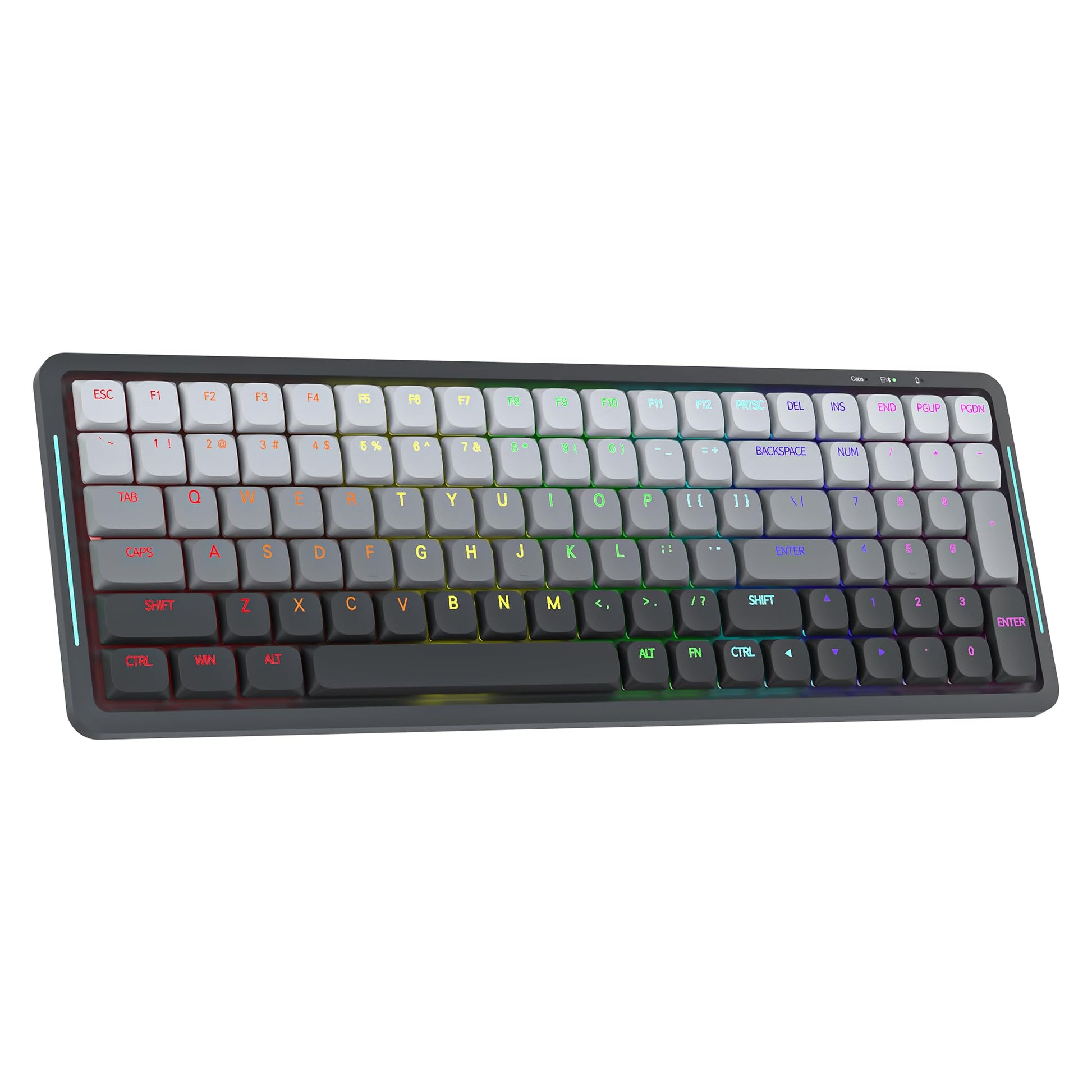 Newmen SK01 Low Profile Mechanical Keyboard 100 Keys Compact Layout Hot-swappable RGB Backlit Gaming Keyboard Bluetooth/2.4G/USB Wireless Mechanical Keyboards Metal panels for Window Laptop Red Switch