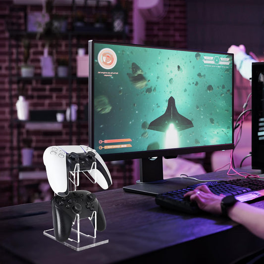 FYY Game Controller Holder - 2-Tier Acrylic Stand for Nintendo Switch, Xbox, PS5, PS4 - Clear Display, Model 1897