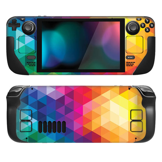 PlayVital Full Set Protective Skin Decal for Steam Deck LCD  Custom Stickers Vinyl Cover for Steam Deck OLED - Colorful Triangle