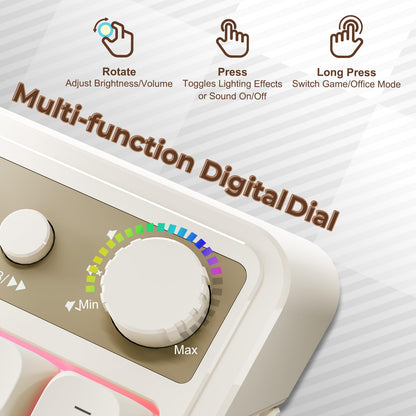 AULA S99 99 Keys Gaming Keyboard - Tri-Mode Bluetooth/2.4GHz/USB-C, RGB, Retro Creamy Color, Media Knob, Blue-Grey for MAC/Xbox