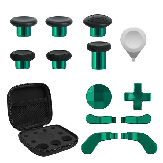 TOMSIN 13 in 1 Xbox Elite Series 2 Controller Accessories Replacement Pack 6 Metal Thumbsticks 2 D-pads 4 Paddles and 1 Adjuster for Xbox Elite Controller Series 2 Core Accessory Parts(Green)