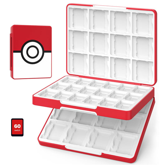 MoKo 60 Slots Switch Game Holder & 24 Slots for 3DS/3DSXL/DS/DSi Cards & 36 Slots for SD Cards w/ Magnetic Closure  Game Card Case for Nintendo Switch/Switch OLED/3DS/2DS  Portable 3DS Case  Red Ball