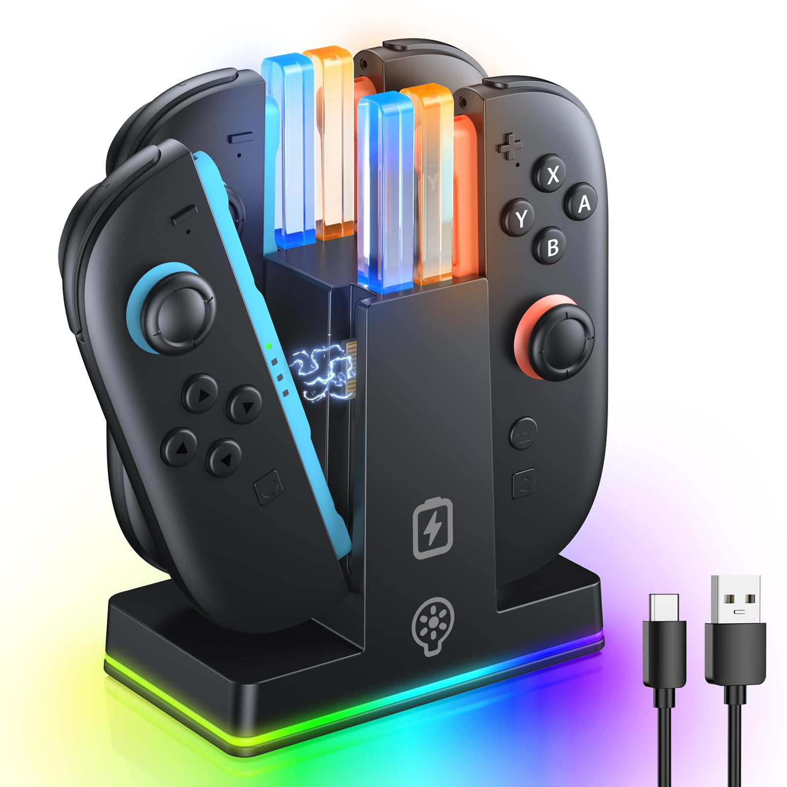 FASTSNAIL Charging Dock for Nintendo Switch 2(2025) for Joy-Con 2, Dual-Direction Magnetic Fast Controller Charger Station with 