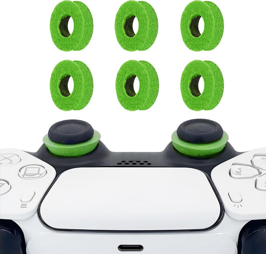 6 Pack Precision Rings Aim Assist for PS5  for PS4  Compatible with Xbox Controllers Accessories- Enhance Accuracy & Control with Soft Silicone Rings - Compatible with Fortnite & FPS Games Green