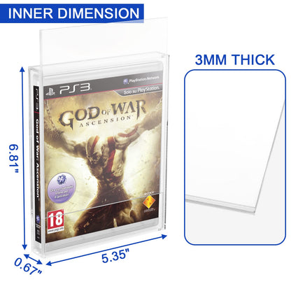 CaSZLUTION Clear Acrylic Game Box Protector for PS3, PS4, PS5 & Xbox One - 3mm Thick Dustproof Display Case, Pack of 1