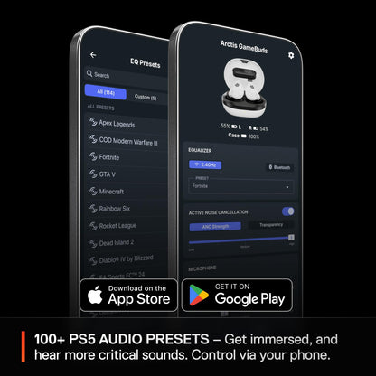 SteelSeries Arctis GameBuds - Active Noise Cancelling, 40H Battery, Quick-Switch 2.4GHz + Bluetooth 5.3, One Size, White, Model