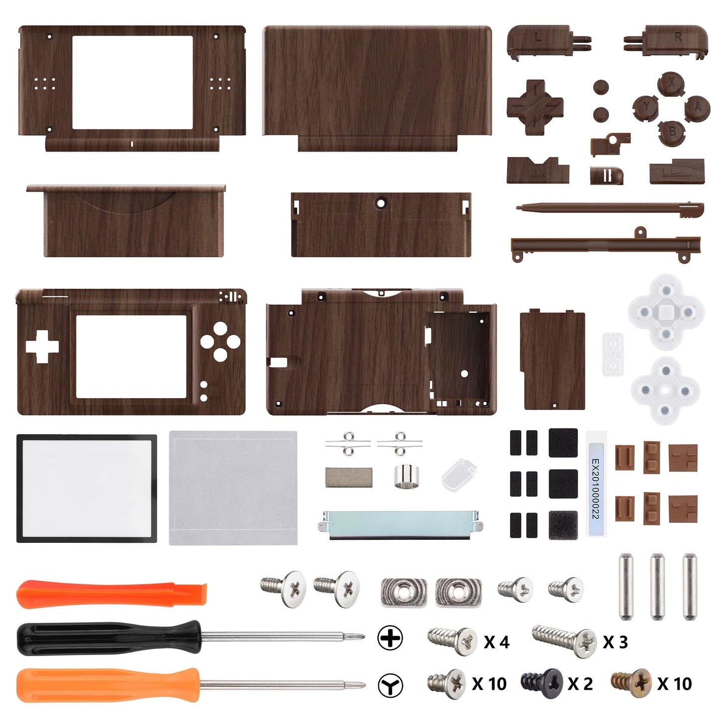 eXtremeRate Wood Grain Replacement Housing Shell for Nintendo DS Lite - Custom Console Case Cover with Buttons, Model DSLS2001