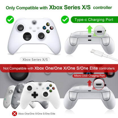 KEKUCULL Xbox Series S/X Controller Battery Pack - 1400 mAh Rechargeable, Fast Charging, White1, Includes 8.2ft Charge Cable
