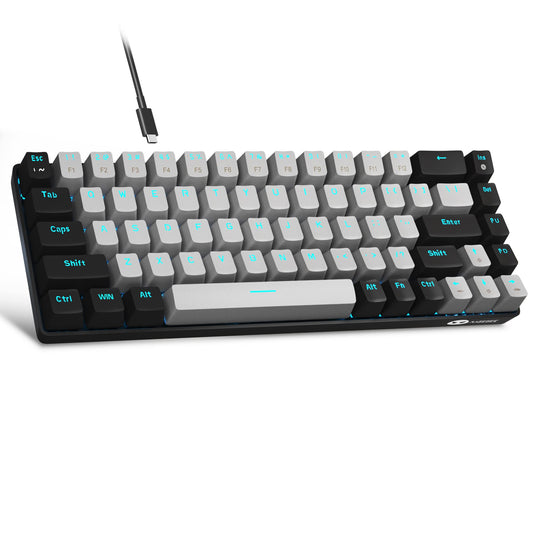 MageGee Portable 60% Mechanical Gaming Keyboard  MK-Box LED Backlit Compact 68 Keys Mini Wired Office Keyboard with Blue Switch for Windows Laptop PC Mac - Grey/Black