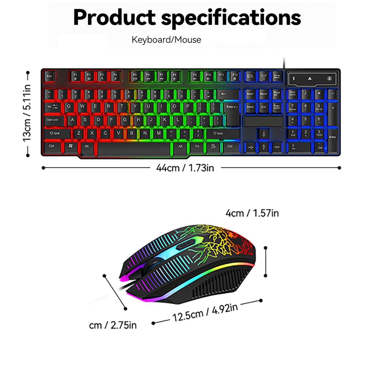 Guiheng 4-in-1 Gaming Keyboard, Mouse, Mouse Pad & Headset Set - Wired LED Rainbow Backlight for PC, Xbox, PS4 - Black