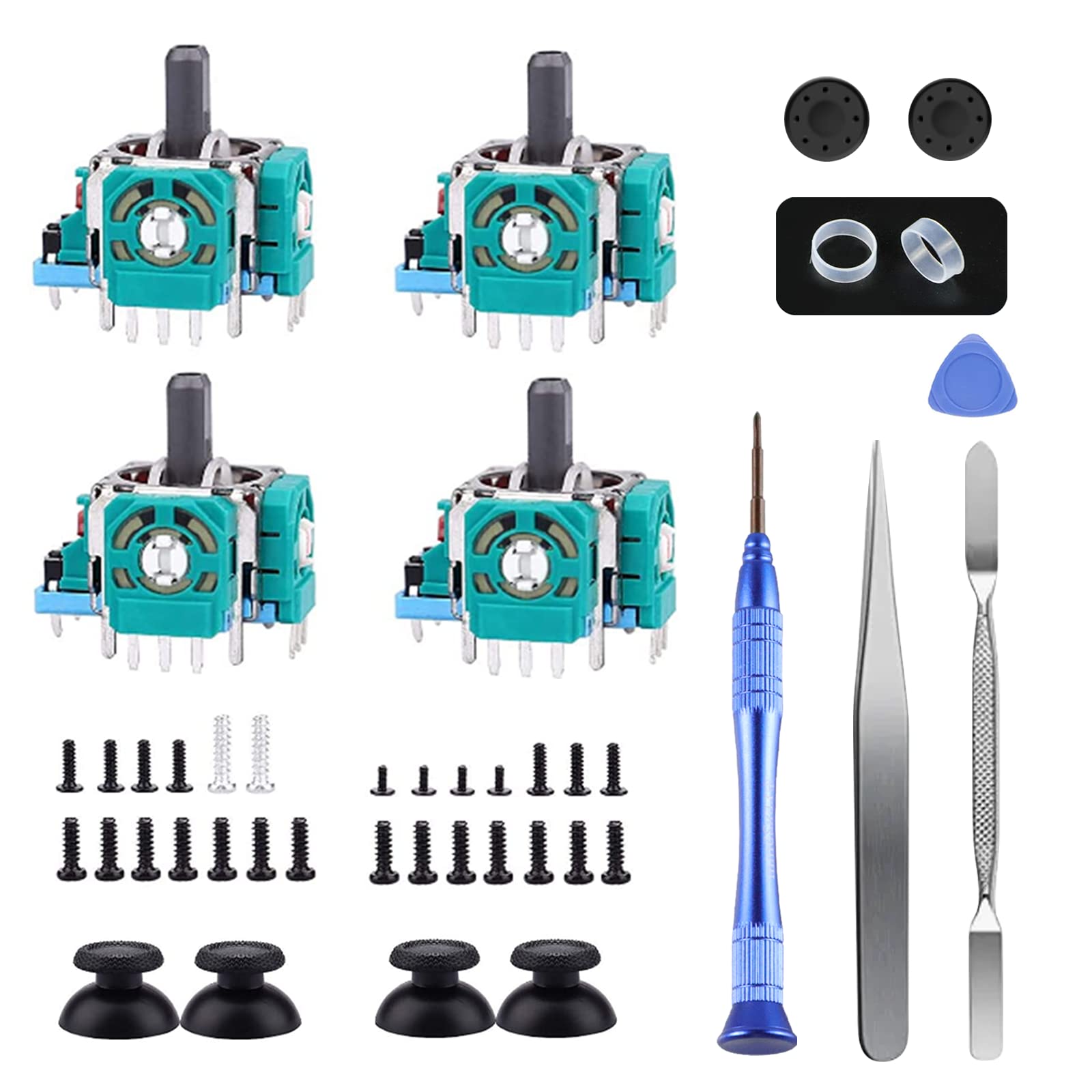 Joysticks Replacement for PS5 Controller  AOLION 3D Joystick Module Parts Compatible with Playstation 5 DualSense 51 PCS Controller parts 4 Joystick  Thumbstick  10 Protective Ring and More blue