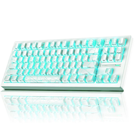 ZORNHER ZH870 Wireless Gaming Mechanical Keyboard 80% White Gaming Keyboard with White Spider Web IMD PC Keycaps Creamy Sounding Linear Switches Hot-Swappable RGB Backlit