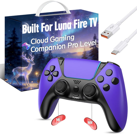 UGAME For Luna Controller  Game Control for PC Fire Stick PlayStation 4 Steam Phone Tablet TV with Back Paddles Turbo 1200mAh Battery  Ultimate Ymir Purple Wireless Controllers