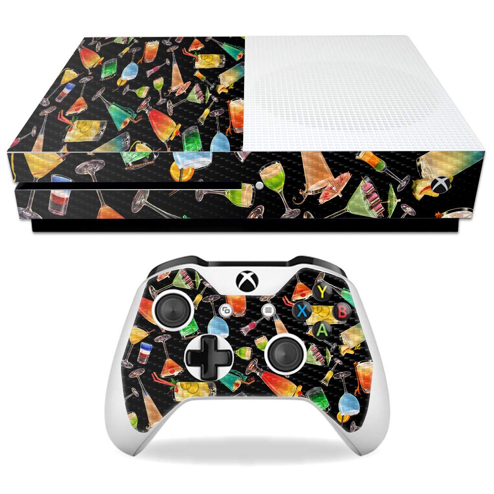 MightySkins Carbon Fiber Skin for Microsoft Xbox One S - Cocktail Therapy | Protective  Durable Textured Carbon Fiber Finish | Easy to Apply  Remove  and Change Styles | Made in The USA
